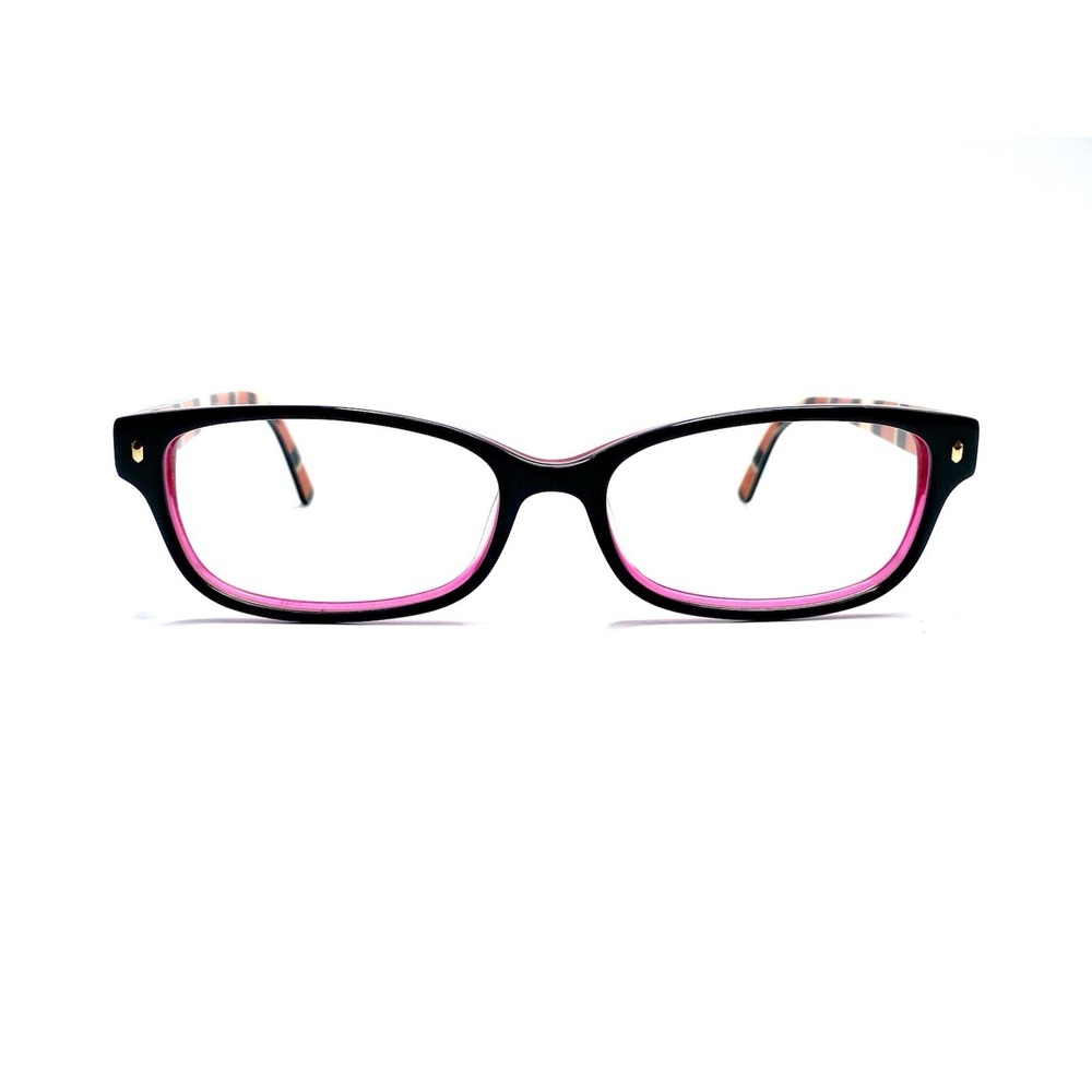 Kate Spade NY Black Clear Pink Rectangular Stripe Glasses Lucyann 0X78 53 16 135